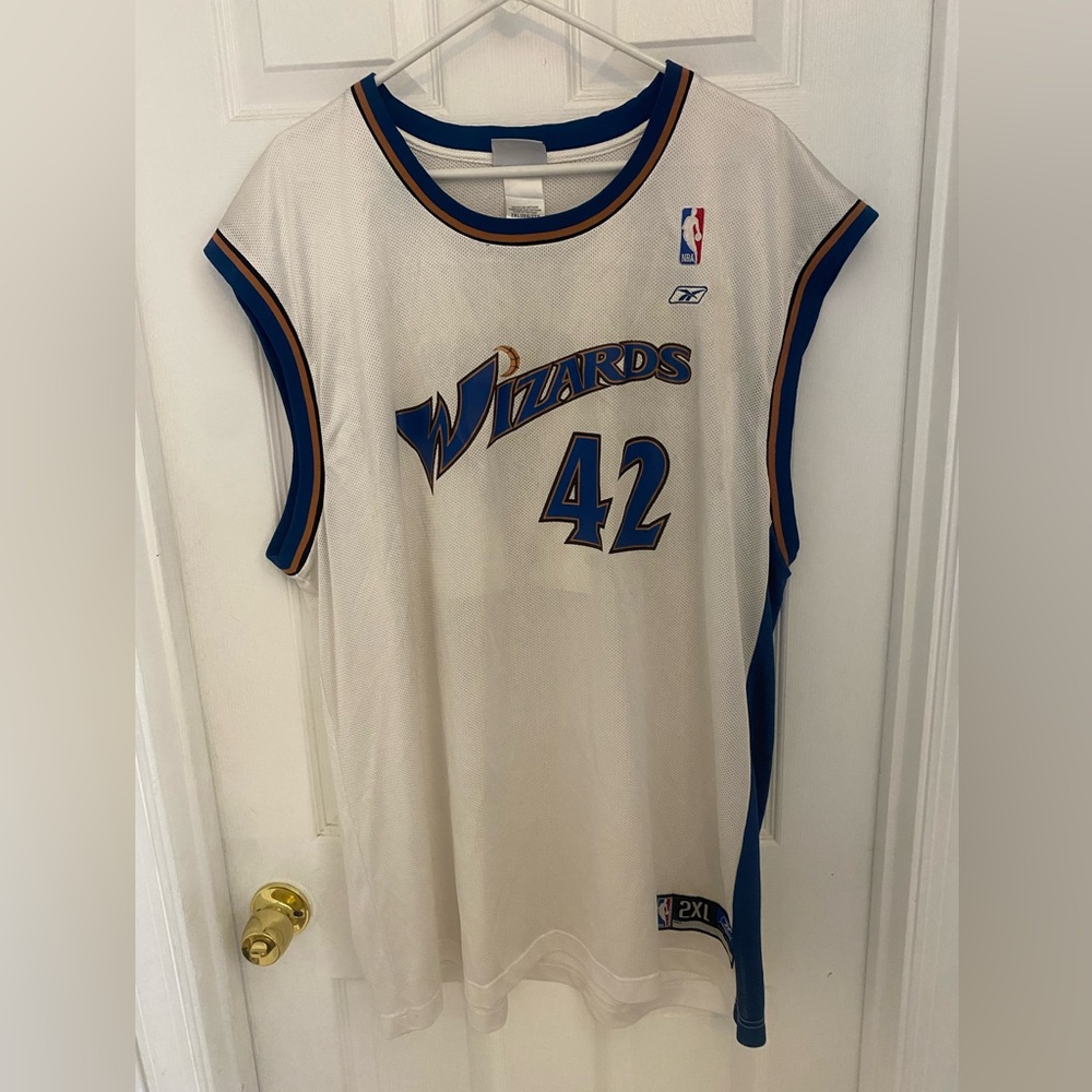 🏀 Wizards Reebok White and Blue Stackhouse Basketball Jersey 🏀